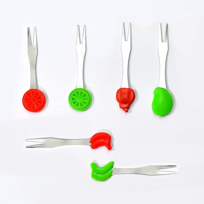 2045 Fruit Fork and Salad Fork Multicolored 6 Forks in Fruit Shape for Kitchen and Dining