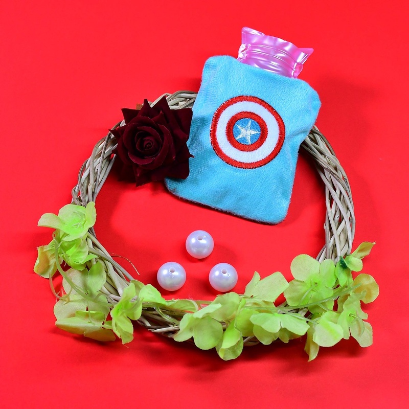 6517 Captain America’s Shield small Hot Water Bag with Cover for Pain Relief, Neck, Shoulder Pain and Hand, Feet Warmer, Menstrual Cramps.