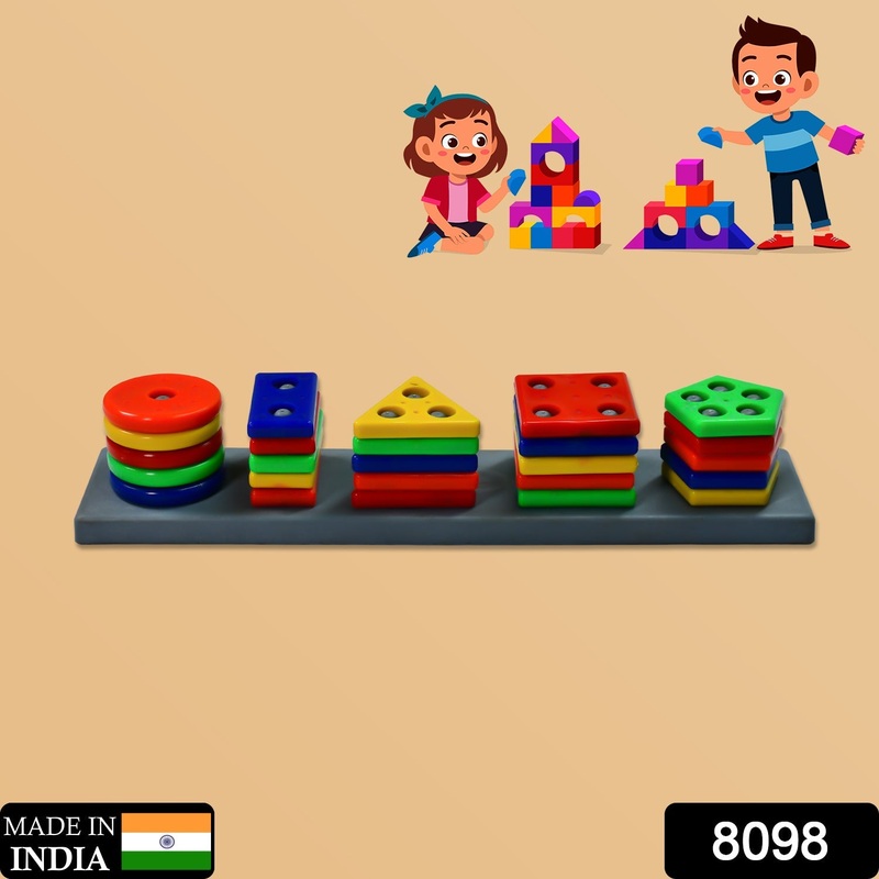 8098 Geometric Brick – 5 Angle Matching Column Blocks for Kids – Preschool Educational Learning Toys.