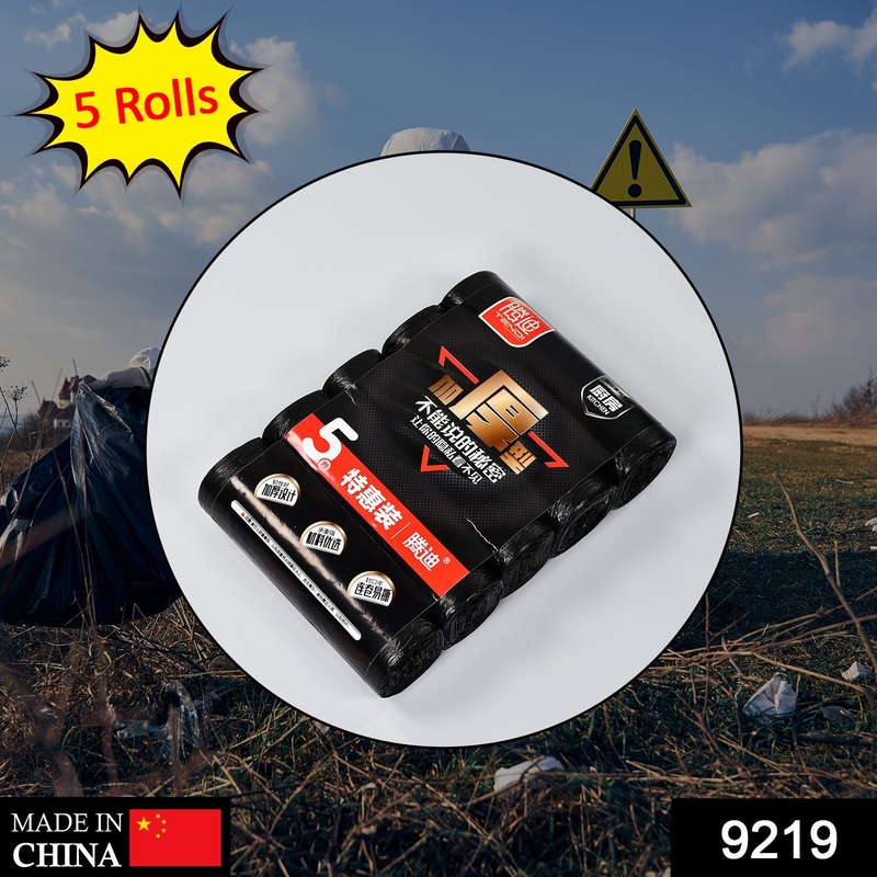 9219 Black 5Roll Garbage Bags/Dustbin Bags/Trash Bags