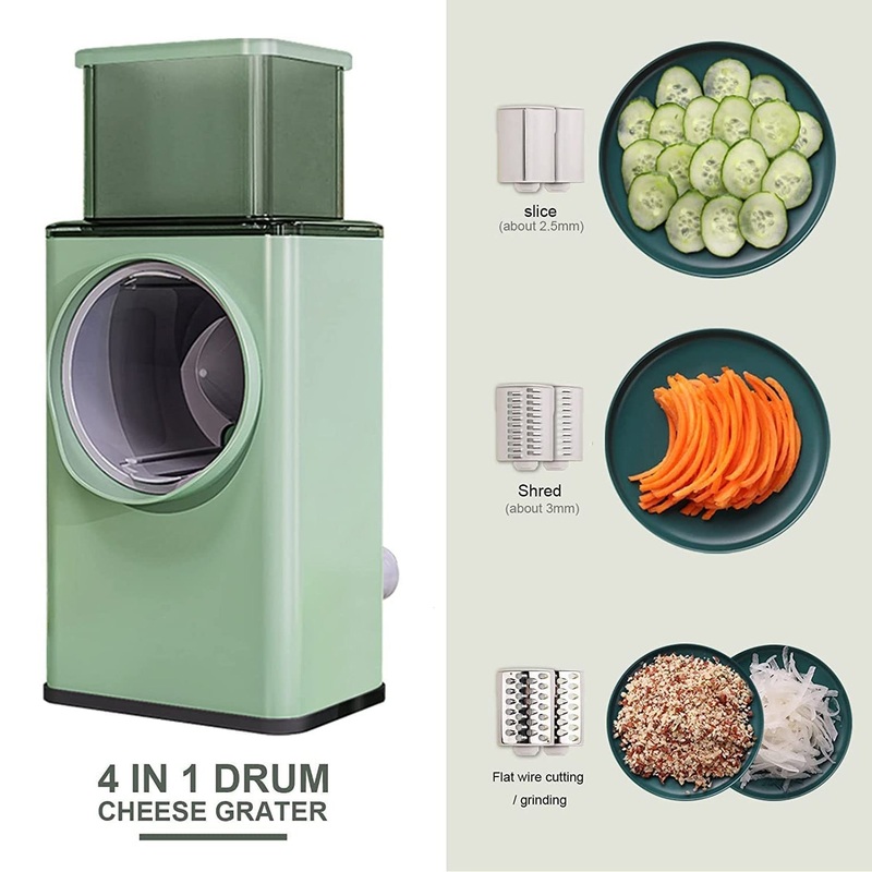 2132 Vegetable Shredder Round Mandolin Slicer, Grater, Shredder Salad Maker – Large Feed Port – Suction Base – Cutter for Vegetable, Fruit, Cookie.