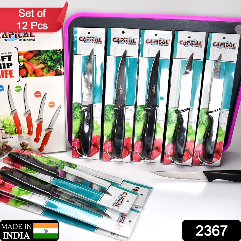 2367 Multipurpose Stainless Steel Fine Edge Knife Set with Perfect Grip Handle for Home Kitchen Knives (Set of 12pc)