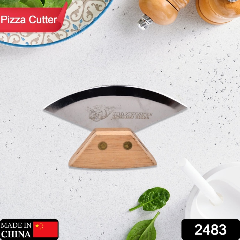 2483 Pizza Cutter with Wooden Handles & Protective, Pizza Knife Cutters for Kitchen Tool