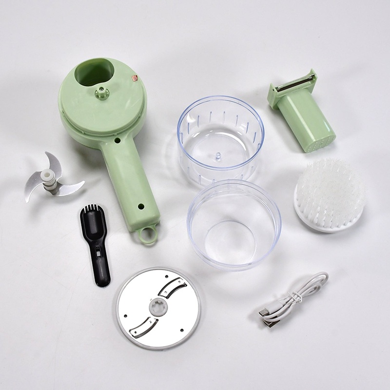 4 in 1 Handheld Electric Vegetable Cutter Set, Multifunction Mini Chopper Food Processor, Wireless Electric Garlic Mud Masher, for Garlic, Chili ,Onion, Ginger