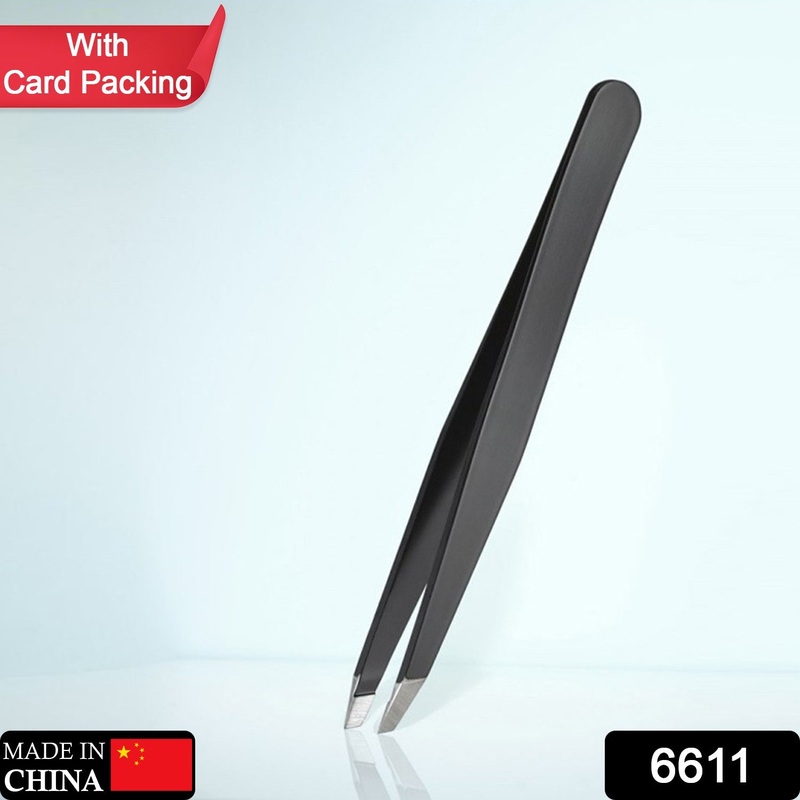 6611 Hand-Made Slant Tweezer  Exclusive for Eyebrows Facial Hair, Ingrown Hair Removal & Blackhead – Handy & Portable Tool