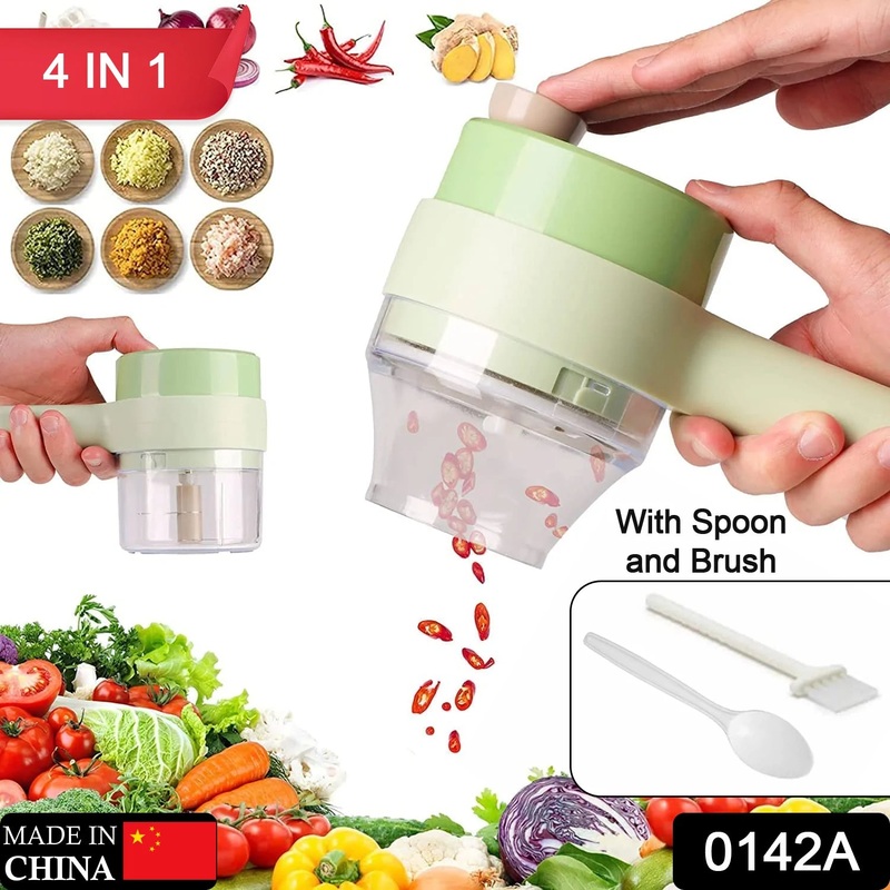 0142A  4 IN 1 ELECTRIC HANDHELD COOKING HAMMER VEGETABLE CUTTER SET ELECTRIC FOOD CHOPPER MULTIFUNCTION VEGETABLE FRUIT SLICER