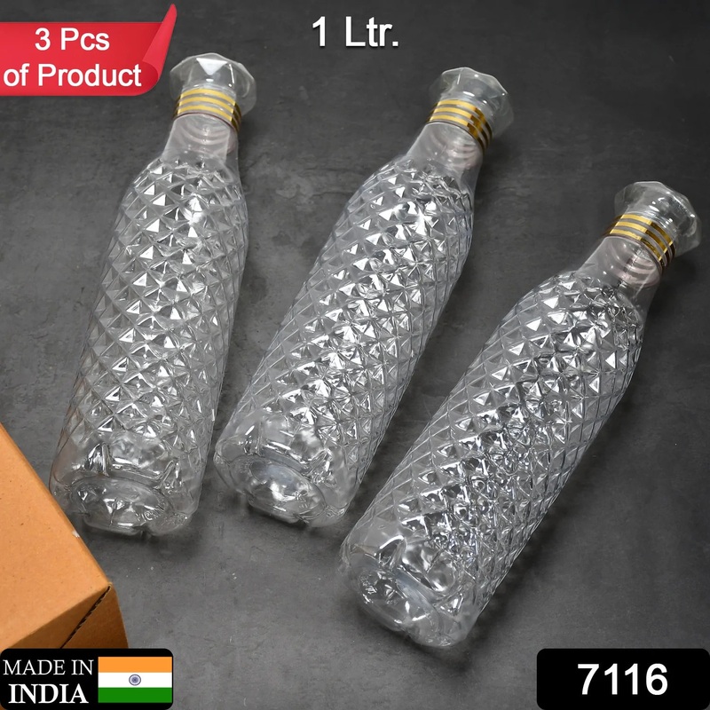 6406  Water Bottle With Diamond Cut Used By Kids, Children’s  ( 3 pcs )
