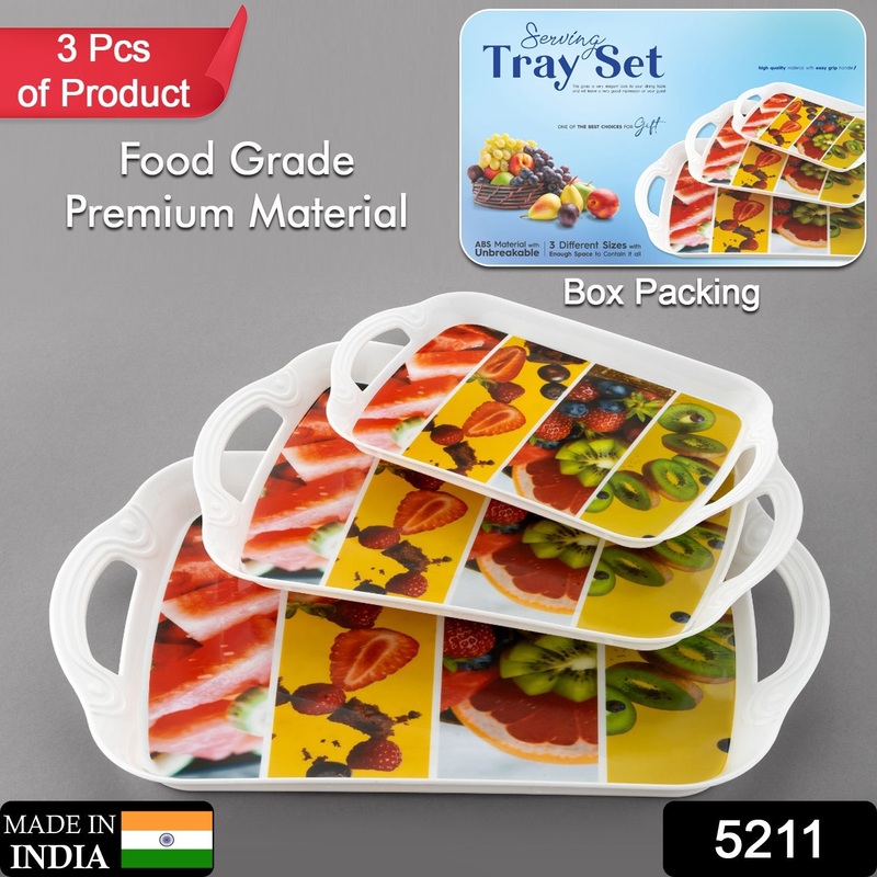 5211 Serving Tray Set 3 pcs  Different Size For Kitchen & Office Use
