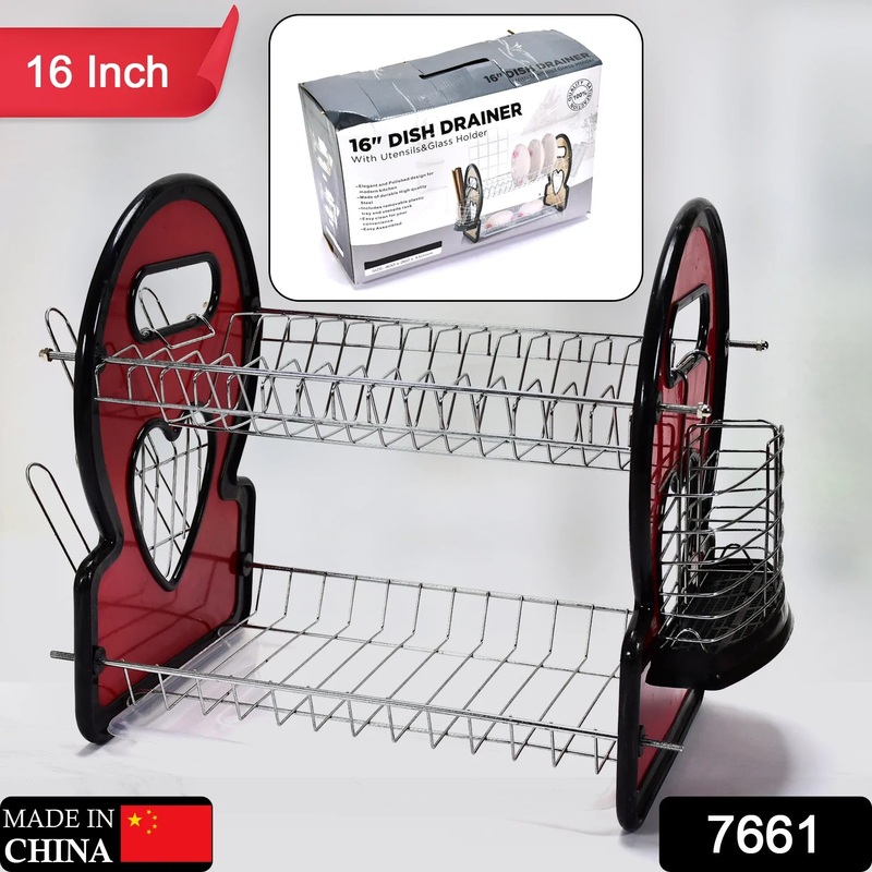 7661 Dish Drainer With Utensils & Glass Holder For Kitchen Use (16 inch)