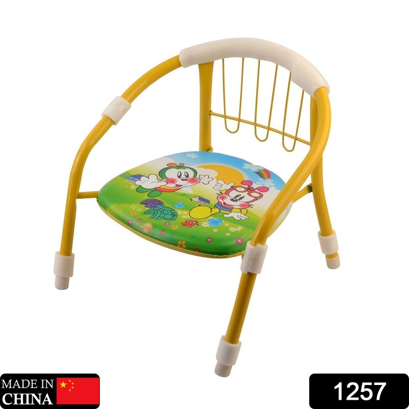 1257 Multicolor Cartoon Design Baby Chair with Metal Backrest Frame & Sound Seated Soft Cushion for kids & Toddlers (MOQ – 4 pcs)