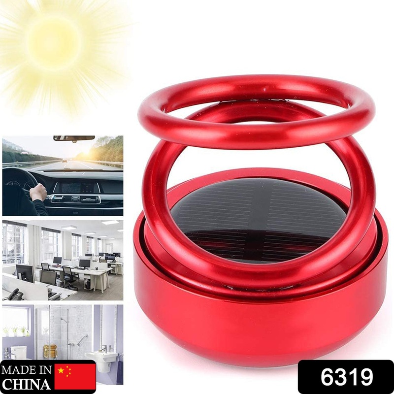 6319 Solar Power Car Aroma Diffuser 360Double Ring Rotating Design, Car Fragrance Diffuser, Car Perfume Air Freshener for Dashboard Home Office