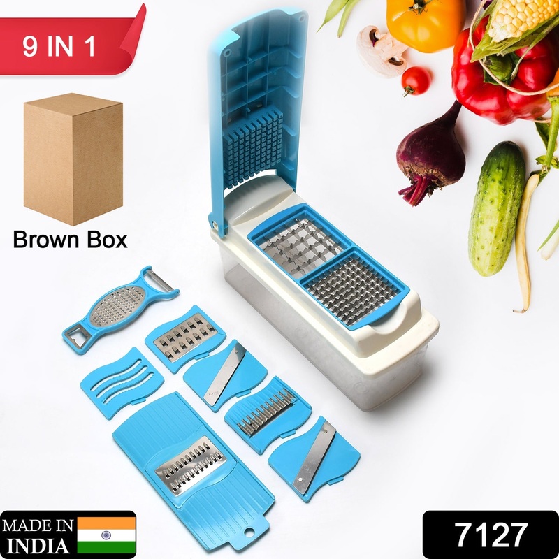 7127  9in1 Stainless Steel Multipurpose Vegetable and Fruit Slicer Chopper For Home & kitchen Use