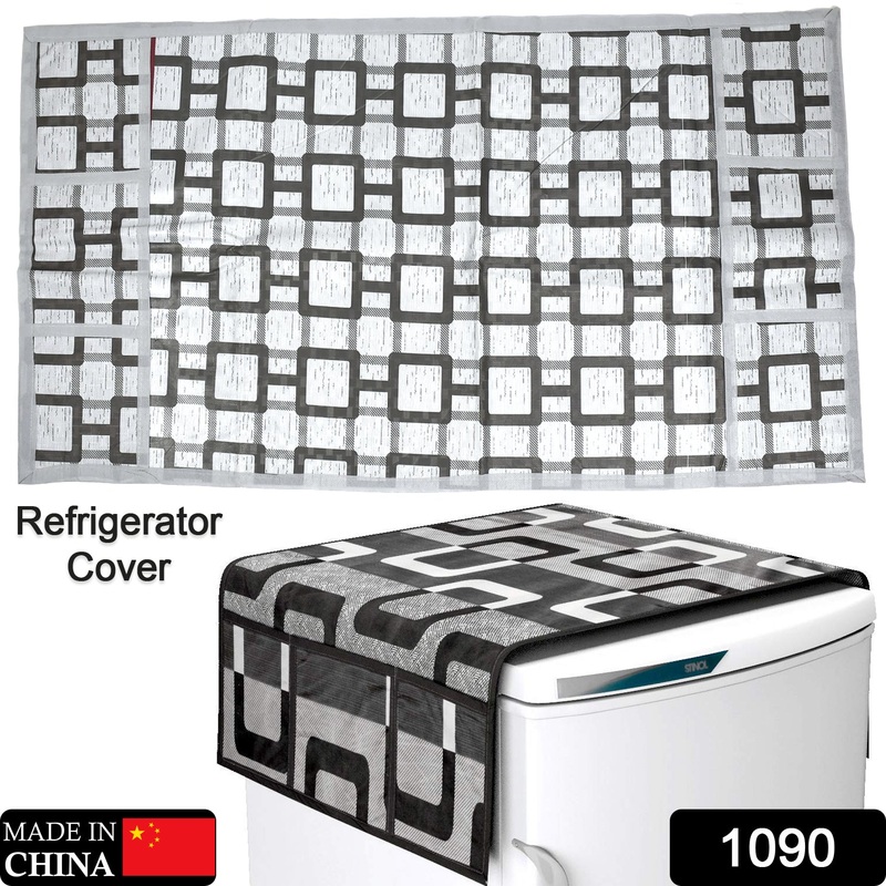 1090 Fridge Top Cover Cotton Material 6 Utility Side Pockets Fridge Cover For All types Fridge Use