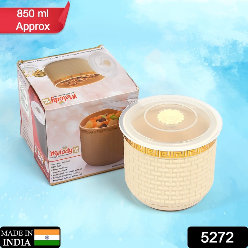 5272 Plastic Round Melody Air Tight Container Jar 850ml For Food