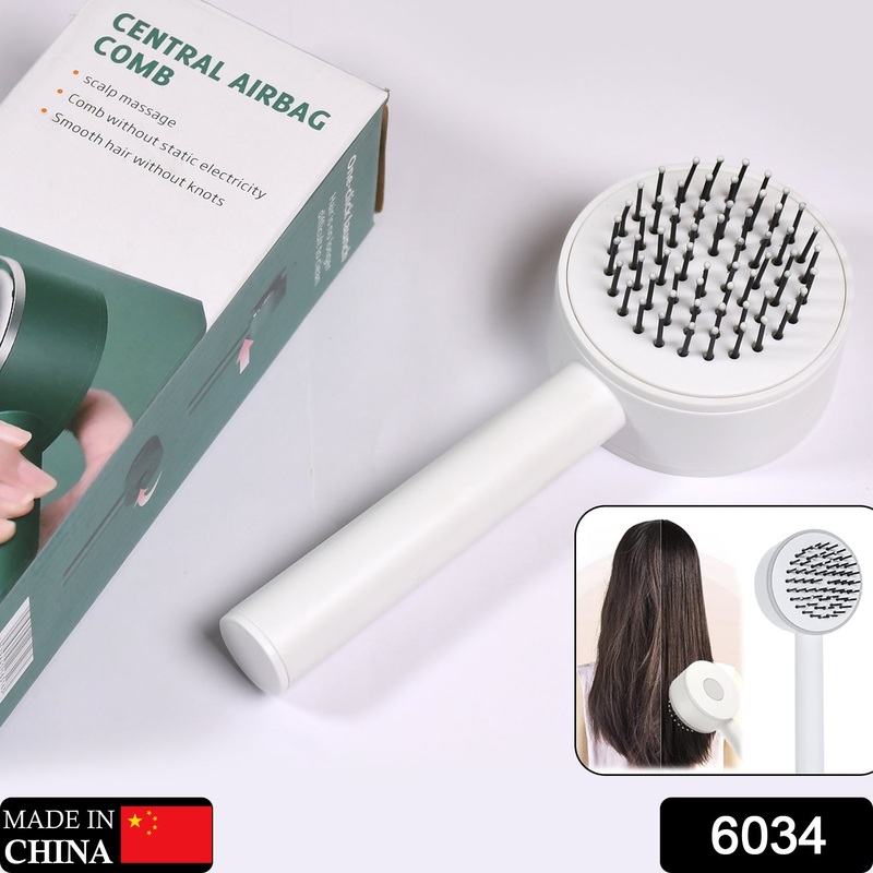 6034 Air Cushion Massage Brush, Airbag Massage Comb with Long Handle, Self-Cleaning Hair Brush, Detangling Anti-Static for All Hair