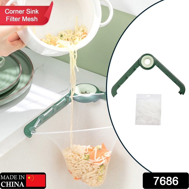7686 Kitchen Sink Drain Filter Holder Triangle Foldable Sink Strainer Drainer For Kitchen Use