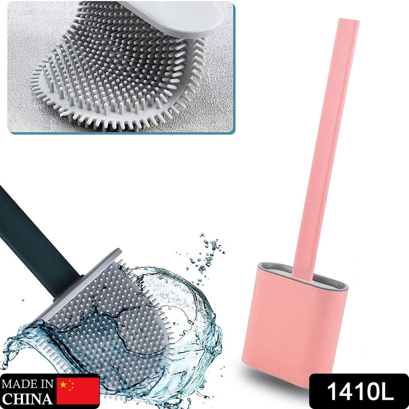 1410L Silicone Toilet Brush/ Flexible Soft Bristle Brush with Quick Dry Holder Cleaning Brush for Toilet Accessories ( Without Sticker & Box )