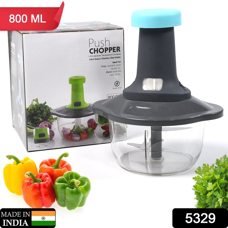 5329  Push Chopper Manual Food Chopper and Hand Push Vegetable Chopper, Cutter, Mixer Set for Kitchen with 3 Stainless Steel Blade