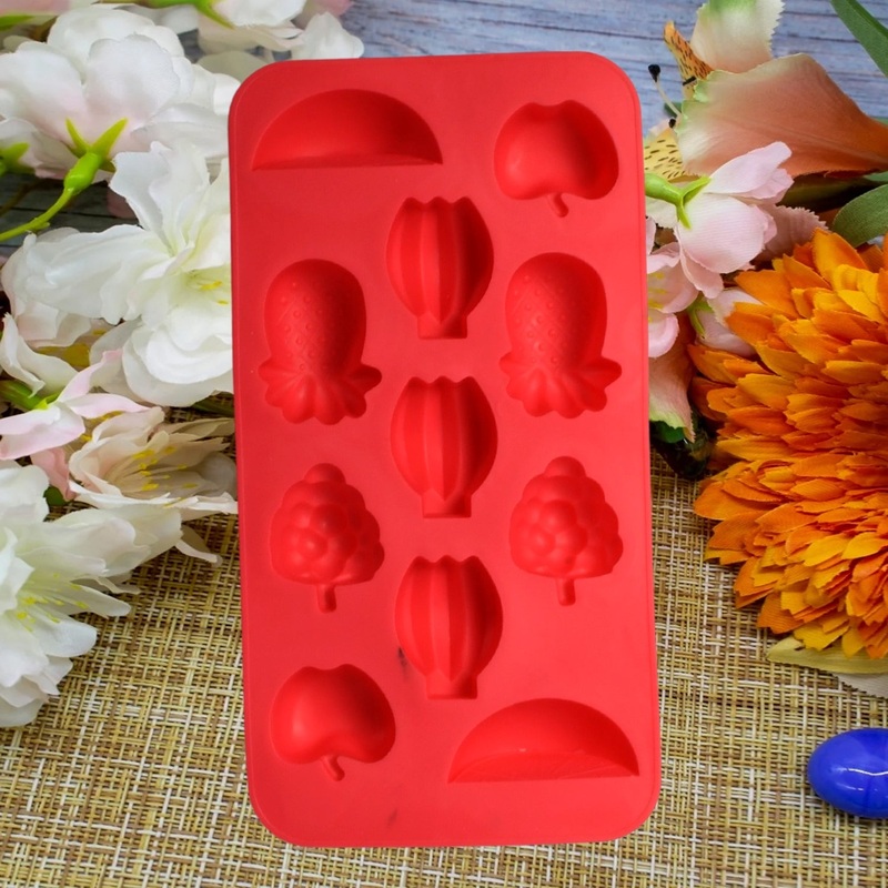 5354  Fruit Theme Silicone Fondant Mold Ice Cube Mold Chocolate Mold 11 Cavity Mold Tray for Home Kitchen Tool