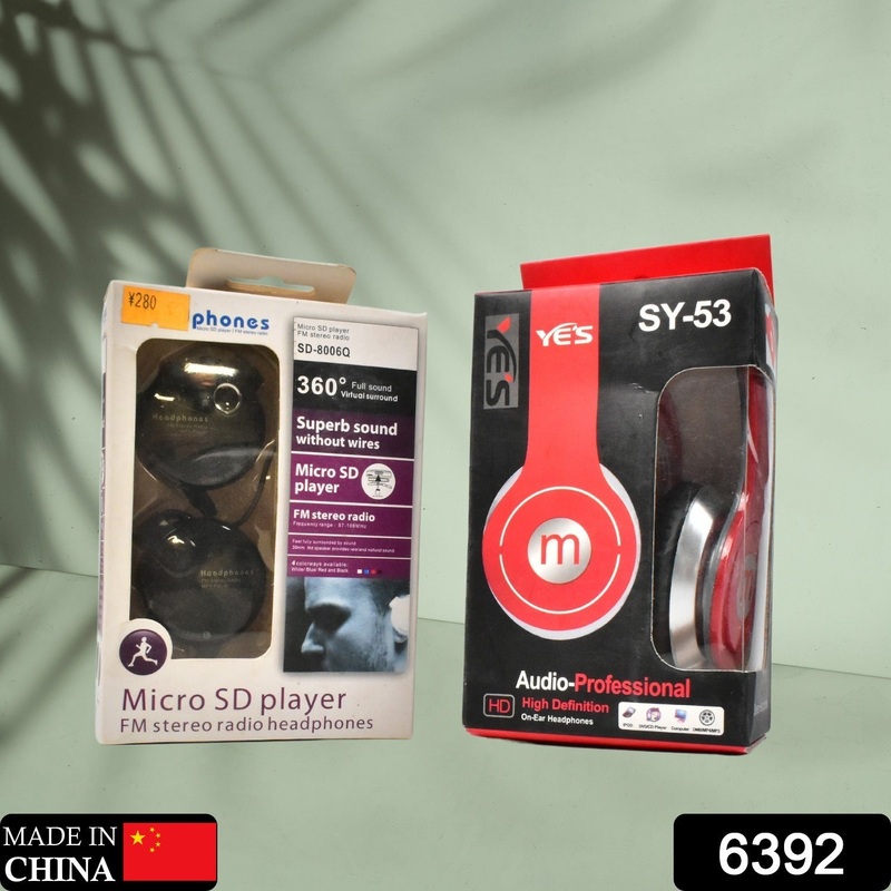 6392 Fold able Stereo Headphones for Mobiles, DJ Style High-Performance Headphones, Wired Headphones with Mic On-Ear Headphones