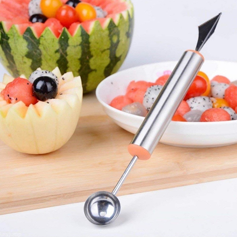 5335 Multifunctional 2 in 1 Melon Baller – Stainless Steel Dig Scoop with Fruit Carving Knife.