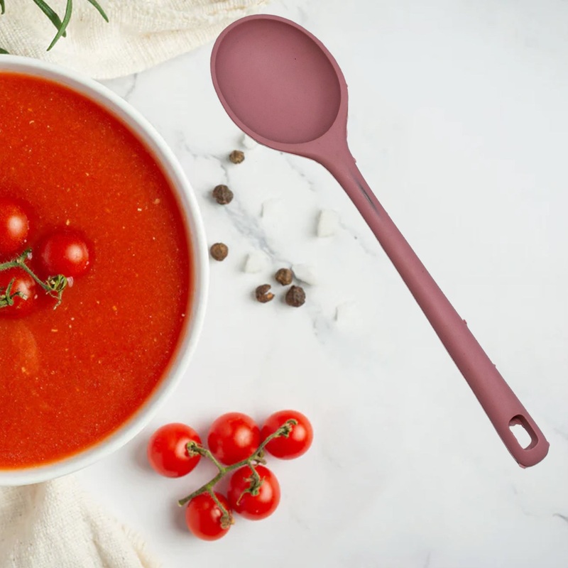 5387  HEAT RESISTANT SILICONE BASTING SPOON NON-STICK SPOON HYGIENIC SOLID COATING COOKWARE KITCHEN TOOLS