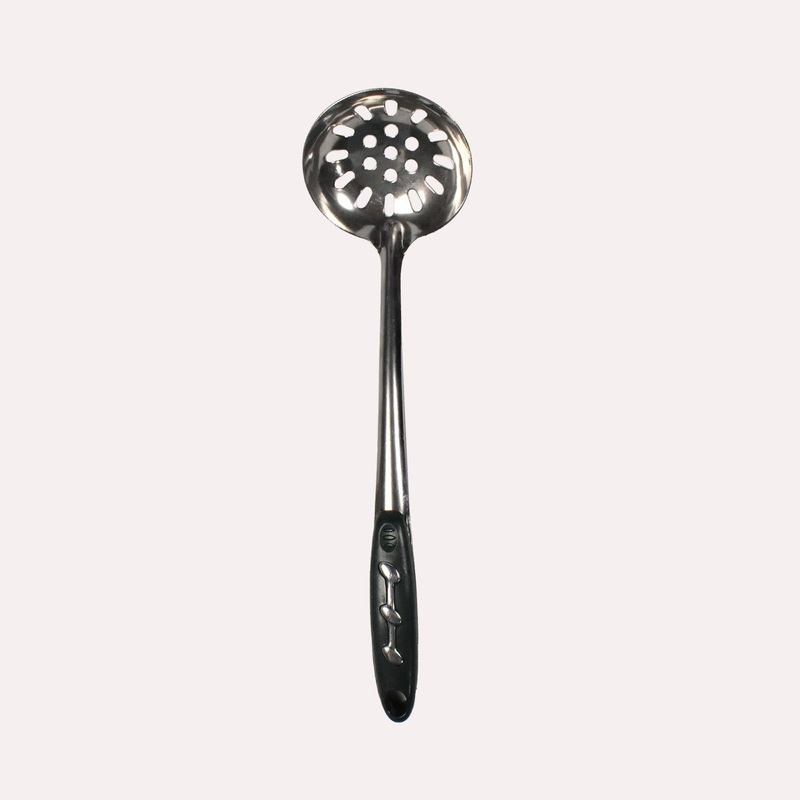 7007  Stainless Steel Slotted Spoon with Plastic Handle, Comfortable Grip Design Strainer Ladle for Kitchen(27cm).
