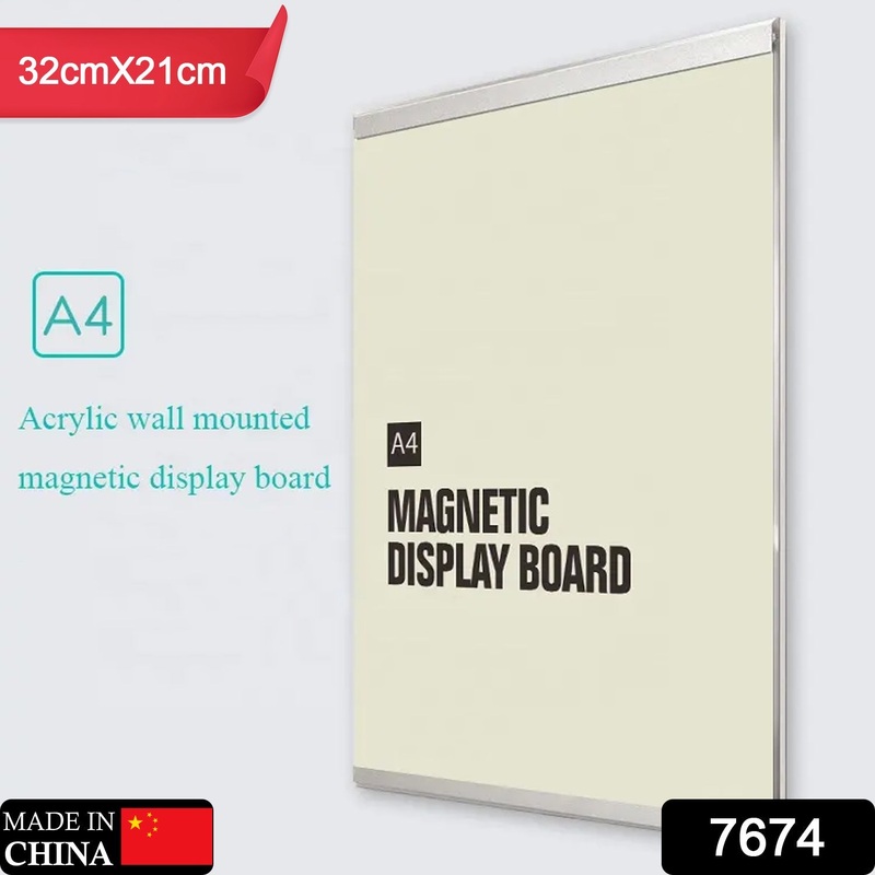 7674  A4 Letter Size Magnetic Frame Self Adhesive Acrylic Business Poster Picture Photo Certificate Document Display Frame Sign Holder Frame