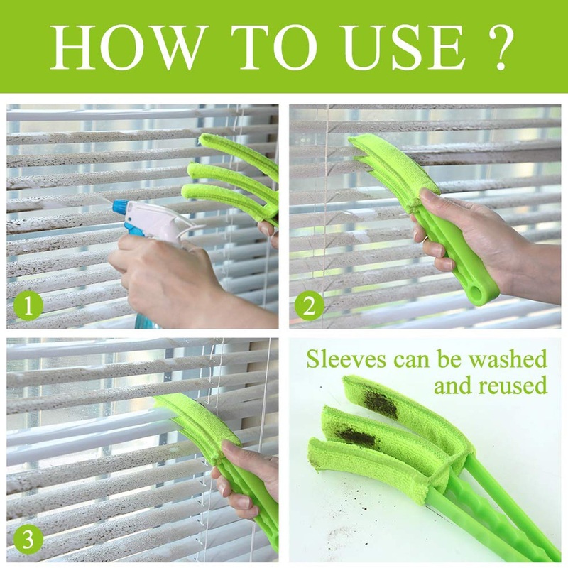 7729 Window Blind Cleaner Duster Brush with Microfiber Sleeves – Blind Cleaner Tools for Window Shutters Blind Air Conditioner Jalousie Dust