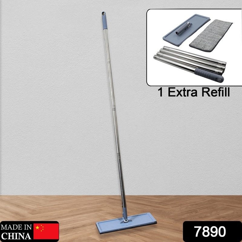 7890 High Quality Flat Mop Floor Cleaning Mop With Extra Refill 360 Rotating Microfiber Dust Mop, Hardwood Floor Mop, Dust Flat Mop, for Home/ Office Floor Cleaning Reusable Dust Mops