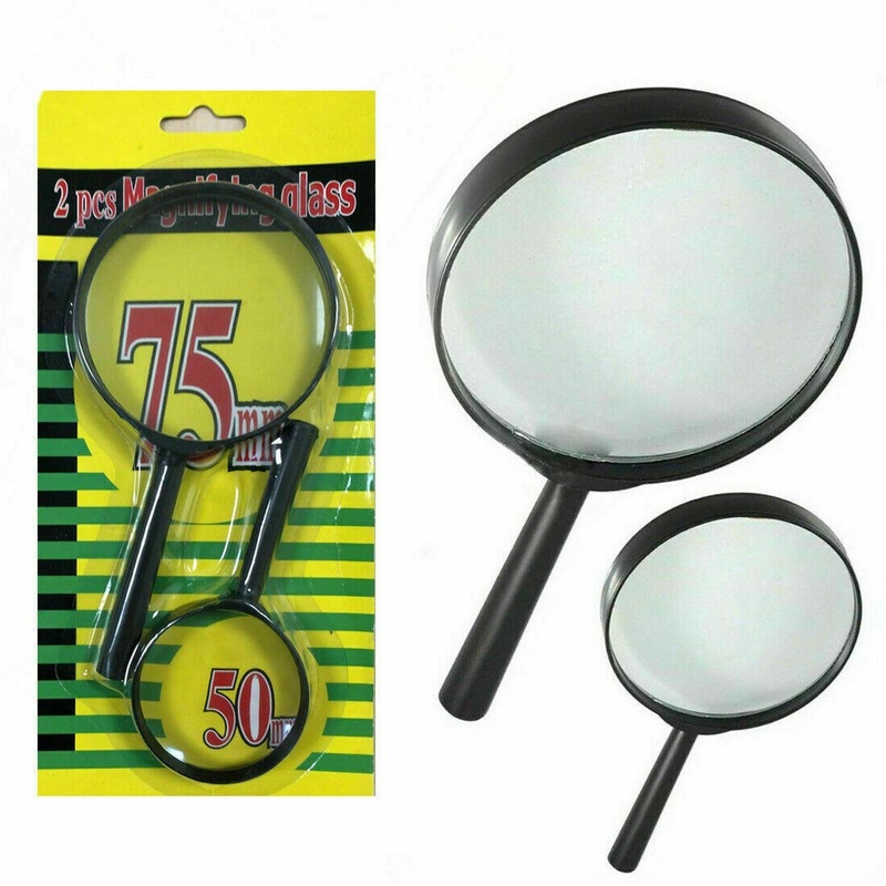 9144 Magnifying glass Lens – reading aid made of glass – real glass magnifying glass that can be used on both sides – glass breakage-proof magnifying glass, Protect Eyes, 75mm & 50mm (2pc Set)