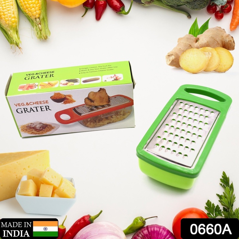 0660a Plastic and Stainless Steel Veg Cheese Mill Grater Standard Collector Box Kitchen Ware with Detachable Storage Container