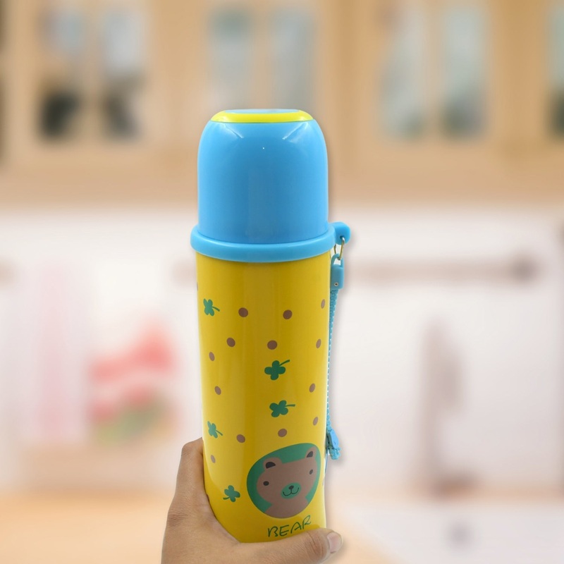 8377 Stainless Steel Thermos Flask Insulated Water Bottle, Stainless Steel Vacuum Bottle with Cup Lid  Thermos for Hot & Cold Drinks or Food-Thermos for Travel, Water/Coffee/Tea Mug Vacuum Thermos Bottle (500 ML)