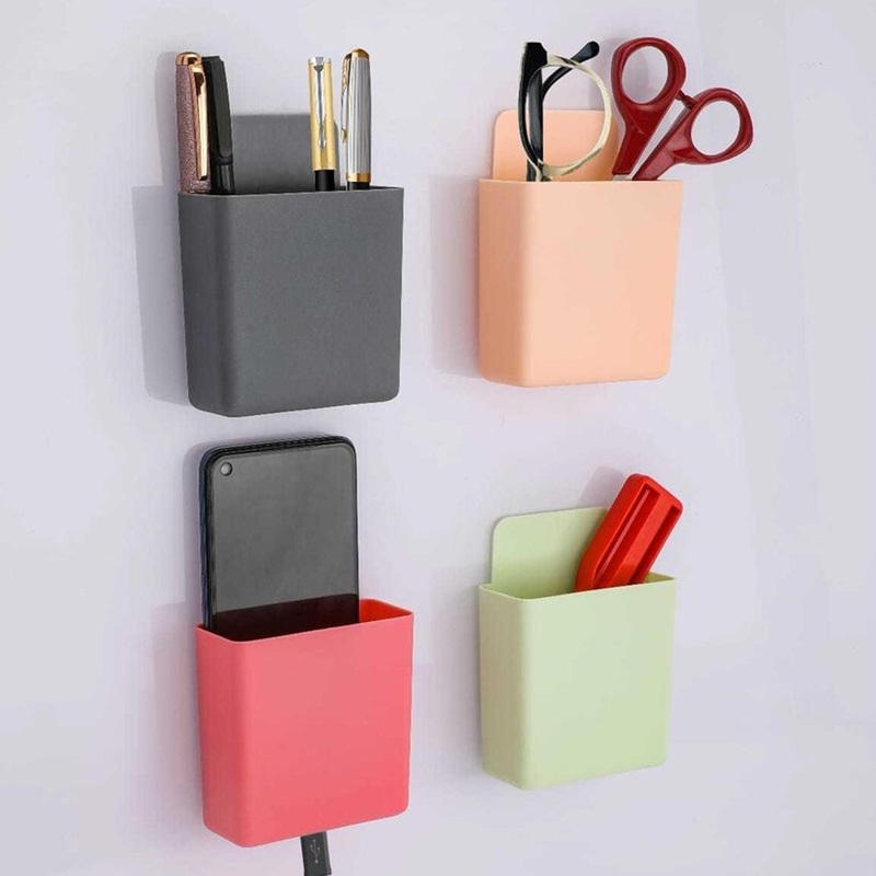 8485  Multipurpose Plastic Wall Mounted Remote & Mobile Holder Stand  (Pack of 4)