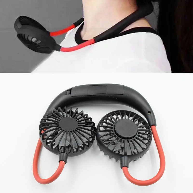 0867 Hand Free Personal Fan – Portable USB Battery Rechargeable With Battery Comaprtment Mini Fan – Headphone Design Wearable Neckband Fan Necklance Fan Cooler Fan for Home, Sport, Camping, Beach, Travel, Office (Battery Not Included)