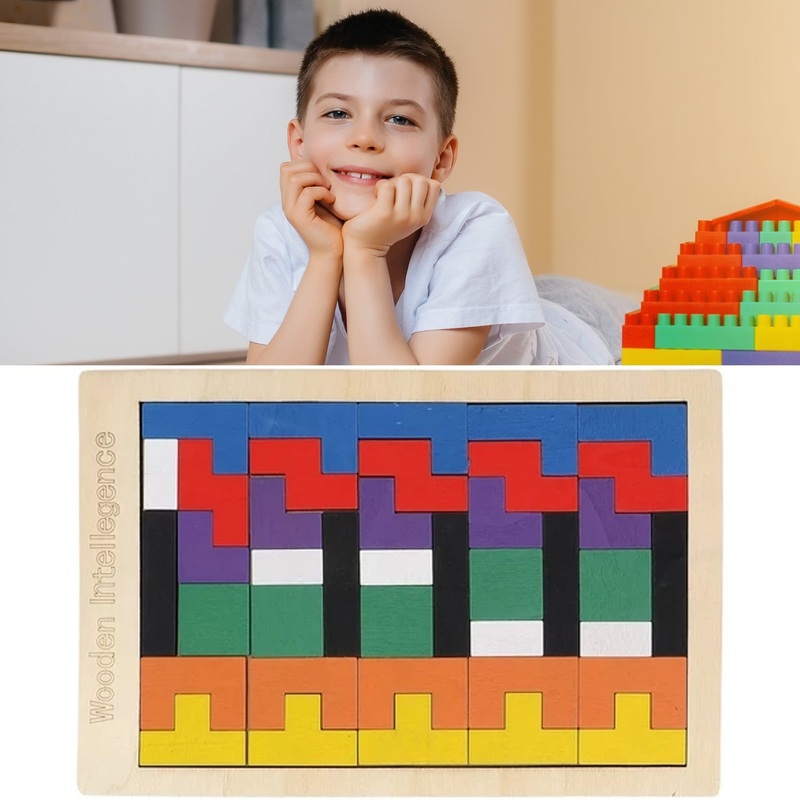 4296 Wooden Blocks Puzzle Children’s Educational Toys, Russian block, Block Puzzle for Early Childhood Education, and Relaxing Brain Toys, Help Prevent