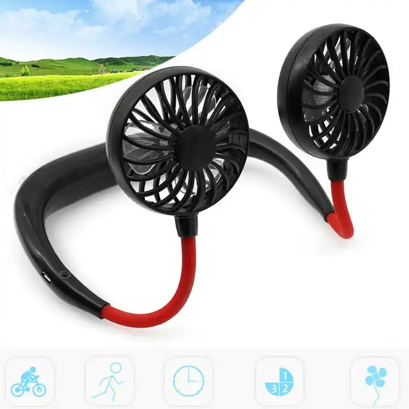 4305 Hand Free Personal Fan – Portable USB Battery Rechargeable Mini Fan – Headphone Design Wearable Neckband Fan Necklance Fan Cooler Fan for Home, Sport, Camping, Beach, Travel, Office