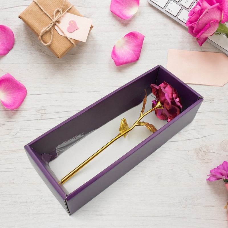 0898 Gold Rose Artificial Rose Flower With Gift Box, Plastic Flowers Best Gifts for Friend Girl Wife Women, Golden Rose Gift for Valentine’s Day, Mother’s Day, Anniversary, Birthday, Wedding, Gold (1 Pc)