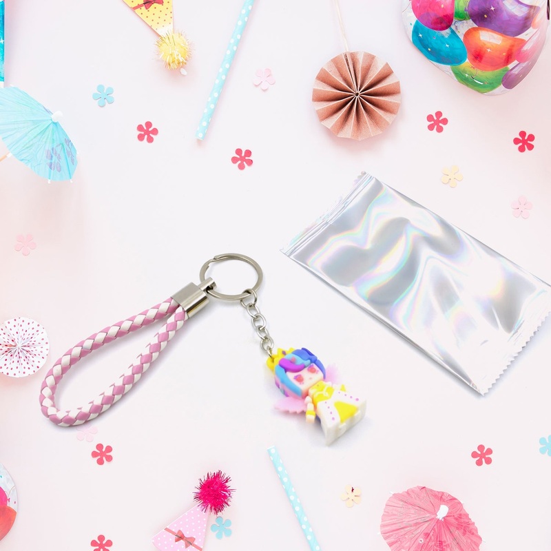 8837 Cute Keychain With Card Gift – Keychain Accessories Key Chain Backpack Charms Car Keys Keychain for Kids Girls, Unicorn Toy and Charm Key- Chain for Bag  / Door Key- Ring / car Key- Ring / Party Favor (Mix Color & Design 1 Pc )
