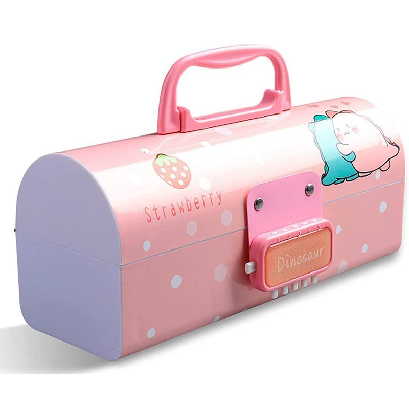 SkyShopy 3d pink and dino suitcase pencil box