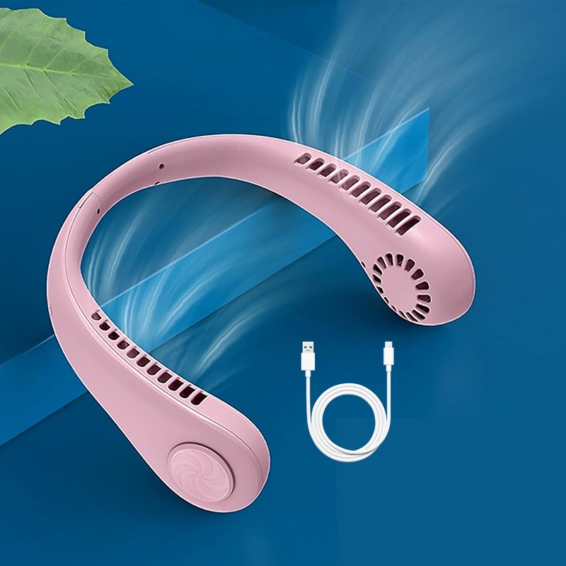 0616 Portable Neck Fan: Holiday Hands Free Bladeless Neck Fan, 360 Cooling Hanging Fan, USB Rechargeable Personal Neck Fan, Wearable Neck Fan Suitable for Traveling
