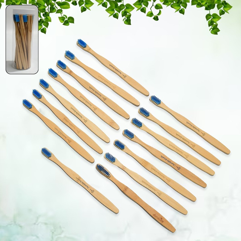 13029 Bamboo Wooden Toothbrush SoftToothbrushWooden Child Bamboo ToothbrushBiodegradable Manual Toothbrush for Adult, Kids (15 pcs set / With Round Box)