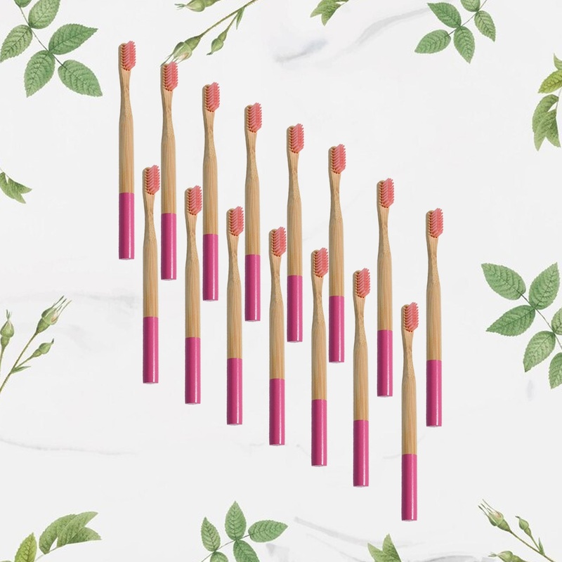 13030 Bamboo Wooden Toothbrush SoftToothbrushWooden Child Bamboo ToothbrushBiodegradable Manual Toothbrush for Adult, Kids (15 pcs set / With Round Box)