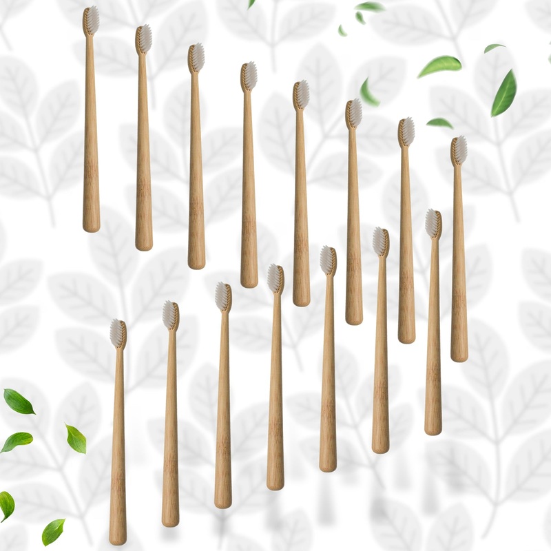 13031 Bamboo Wooden Toothbrush SoftToothbrushWooden Child Bamboo ToothbrushBiodegradable Manual Toothbrush for Adult, Kids (15 pcs set / With Round Box)