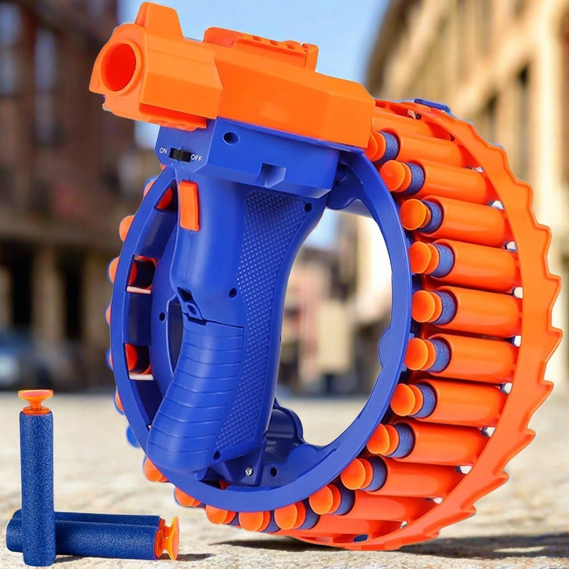 17921 Amazing Toy Gun, Electric Gun for Children, 28 Soft Bullets for Youth Safety, Children’s Electric Hand Ring Wheel Soft Bullet Gun, Gift Toys