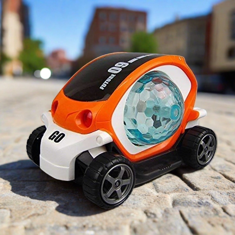 17922 Plastic 360 Degree Rotating Stunt Car Toy for Kids – Bump and Go Action with 4D Lights and Music, Plastic Mini Car with Disco Ball (1 Pc / Battery Not Included)
