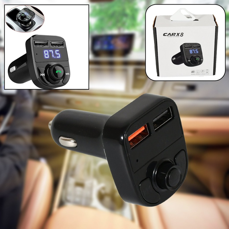 8533 CAR-X8 Bluetooth FM Transmitter Kit for Hands-Free Call Receiver / Music Player / Call Receiver / Fast Mobile Charger Ports for All Smartphoneswith 3.1A Quick Charge Dual USB Car Charger