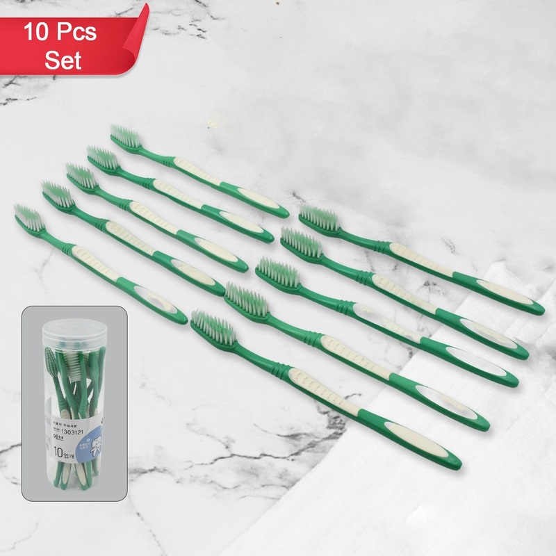 PlasticToothbrush With Plastic Round Box for Men and Women, Kids, AdultsPlastic Toothbrush (10 pcs Set)