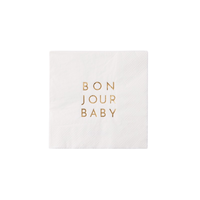 BONJOUR BABY BLANC WHITE COCKTAIL NAPKINS