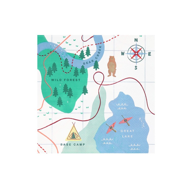 CAMPING ADVENTURE MAP LARGE NAPKINS